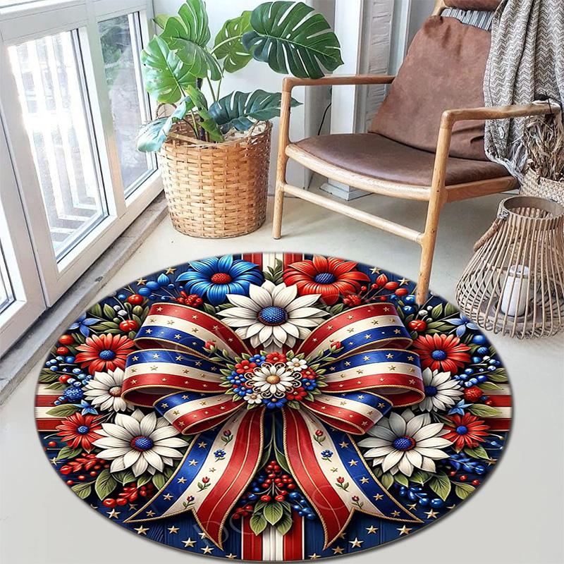 Cute Christmas Day Gift Bell Santa Claus Snowman Christmas Tree round rug Home Soft Decorative Anti slip Chair Mat Carpet Outdoor Floor Mat Carpet 11