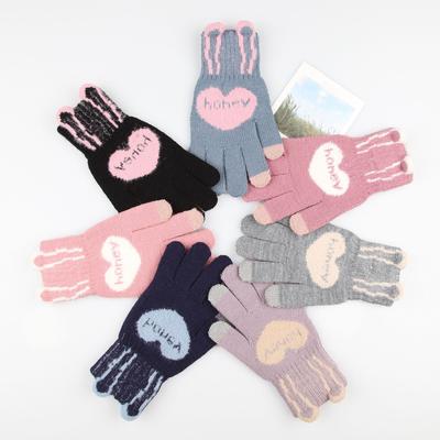 Autumn and Winter New Style Knitted Warm Gloves for Adults, Students with Touch Screen, Cute Cycling, Cold Protection, Plus Velvet and Thickening