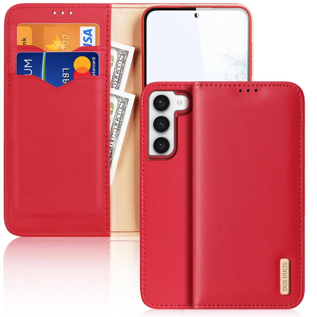 Coque Dux Ducis Hivo pour Samsung Galaxy S23+ avec rabat et support RFID Rouge