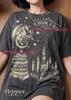 A Book A Day Keeps Reality Away Dragons Comfort Colors® Tshirt, Book Lover Fantasy Castle Celestial Magic Vintage Art Bootleg Tee