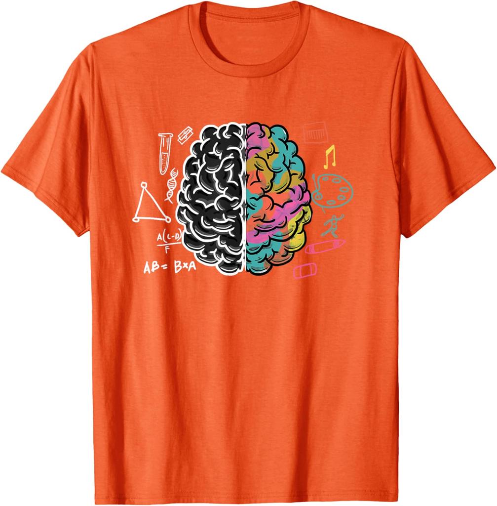 Brain Left Right Logic Art Graphic Tee Men Science Physician Neurologist Gift Casual T-Shirt