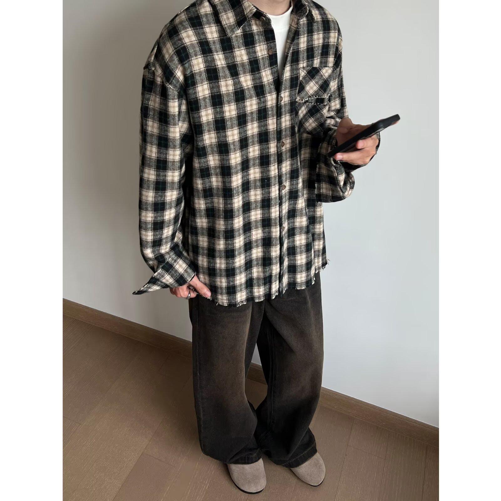 

Рубашка с длинным рукавом с буквенным принтом 2024 года в японском стиле в стиле Гонконга, свободная рубашка для мальчиков, летнее модное универсальное повседневное пальто 2XL чёрный