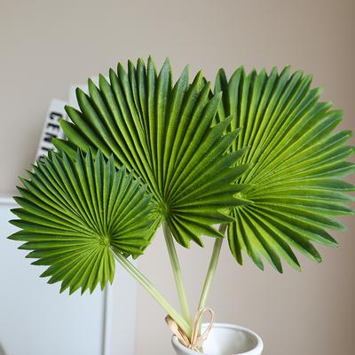 Lot de 3 feuilles de palmier artificielles au toucher réaliste, feuilles tropicales en PU, plantes vertes artificielles pour décoration intérieure