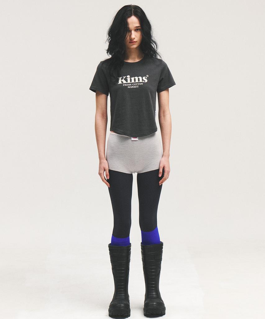 Kimseupeulesikoteunmakes (Unisex) Kims Bam Logo Tee Charcoal