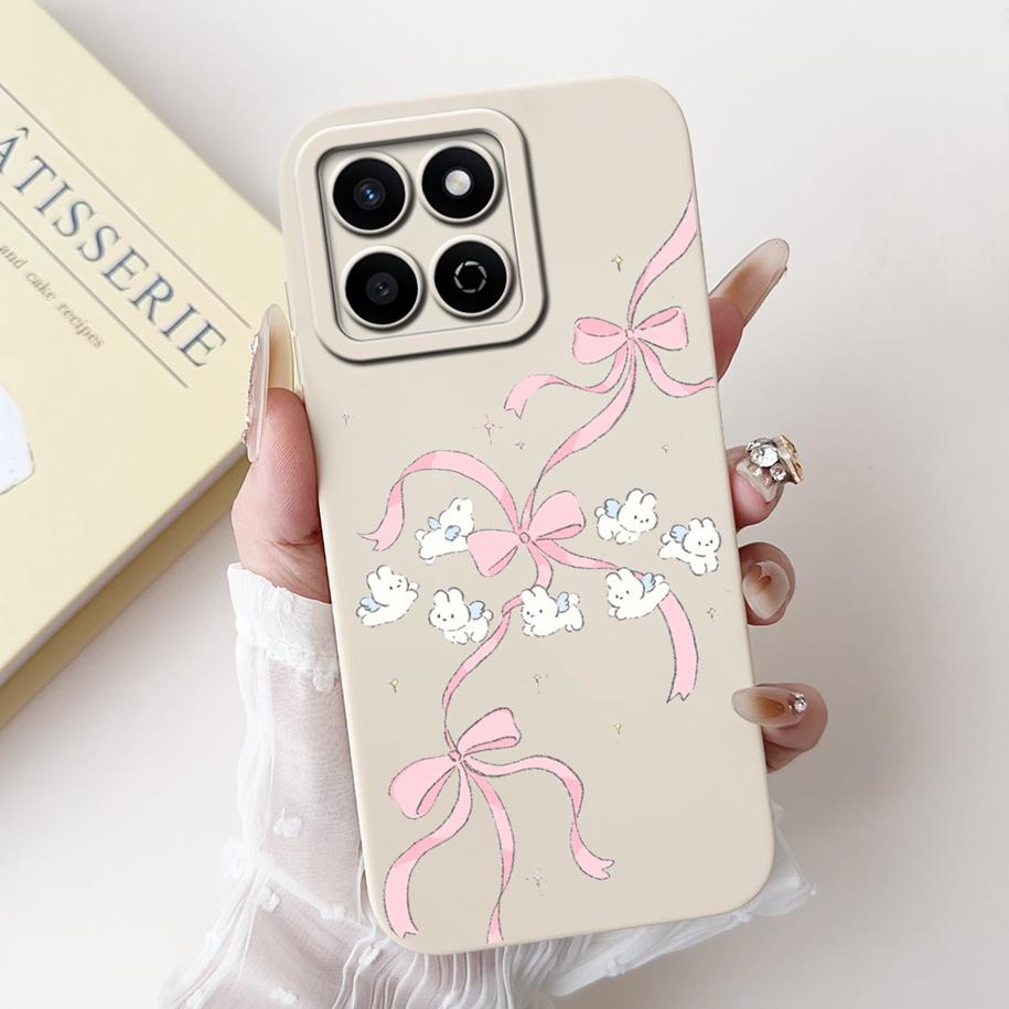 Shockproof Case For Honor X7c Cover HonorX7c 4G Funda Fashion Bowknot Marble Soft Liquid Silicone Cases For Honor 200 Smart Etui