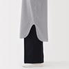 MUJI Women's Washed Broad Stand Collar Long Sleeve Dress, Dark Navy Stripe, Size L, BC2LUA5S