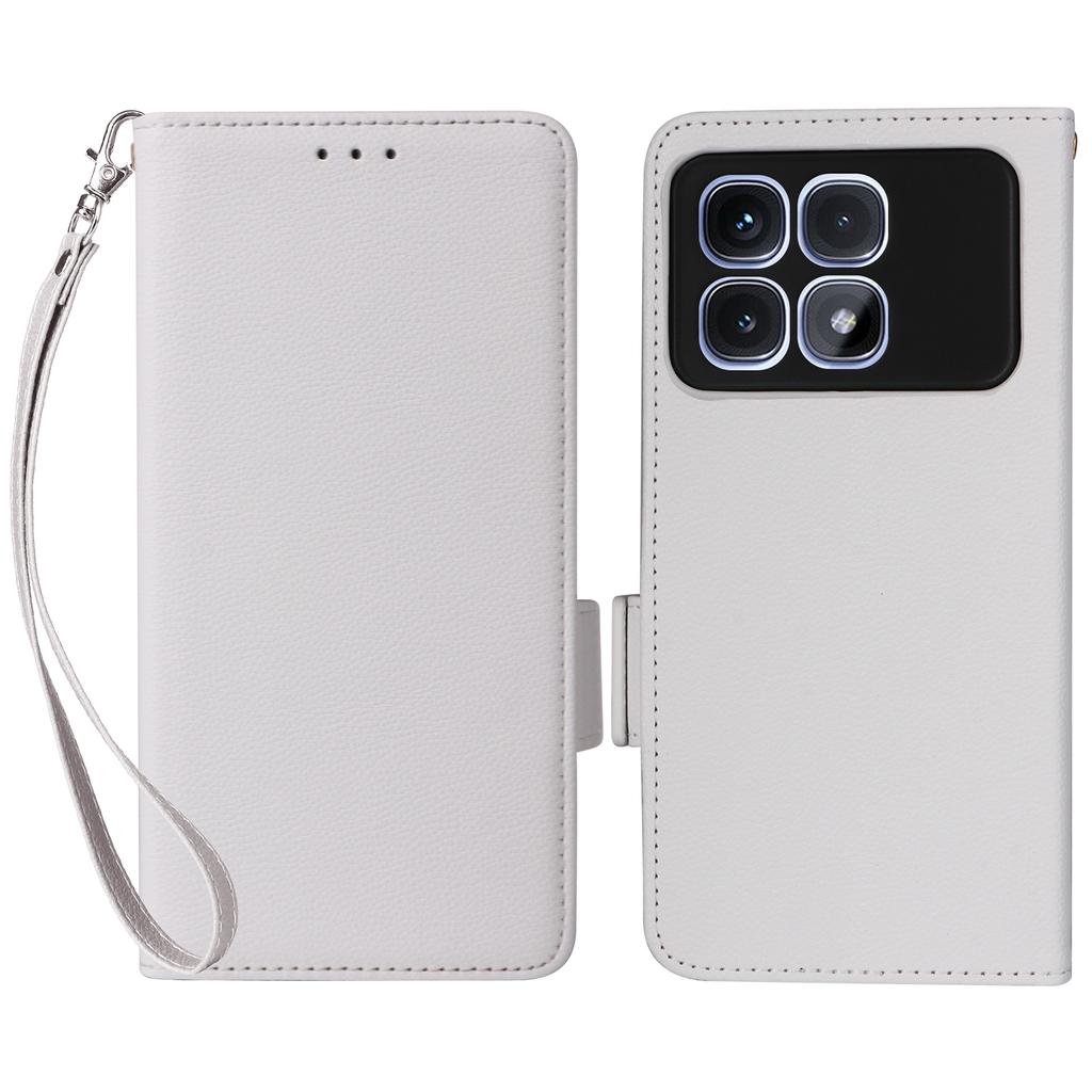 For Xiaomi Redmi K70 Ultra Case with Wrist Strap Litchi Texture PU Leather Wallet Phone Cover