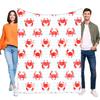 Superweiche rote Krabbe blaue Streifen Flanelldecke, Nautischer Ozean Meeresleben Überwurf für Bett Sofa Heimdeko Gemütliches Leichtes Geschenk