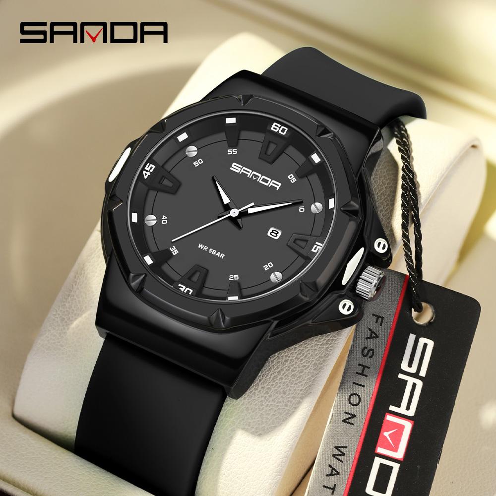 SANDA New 3260 Fashion Student Quartz Watch Waterproof Luminous Calendar Simple Women's Student Quartz Watch
