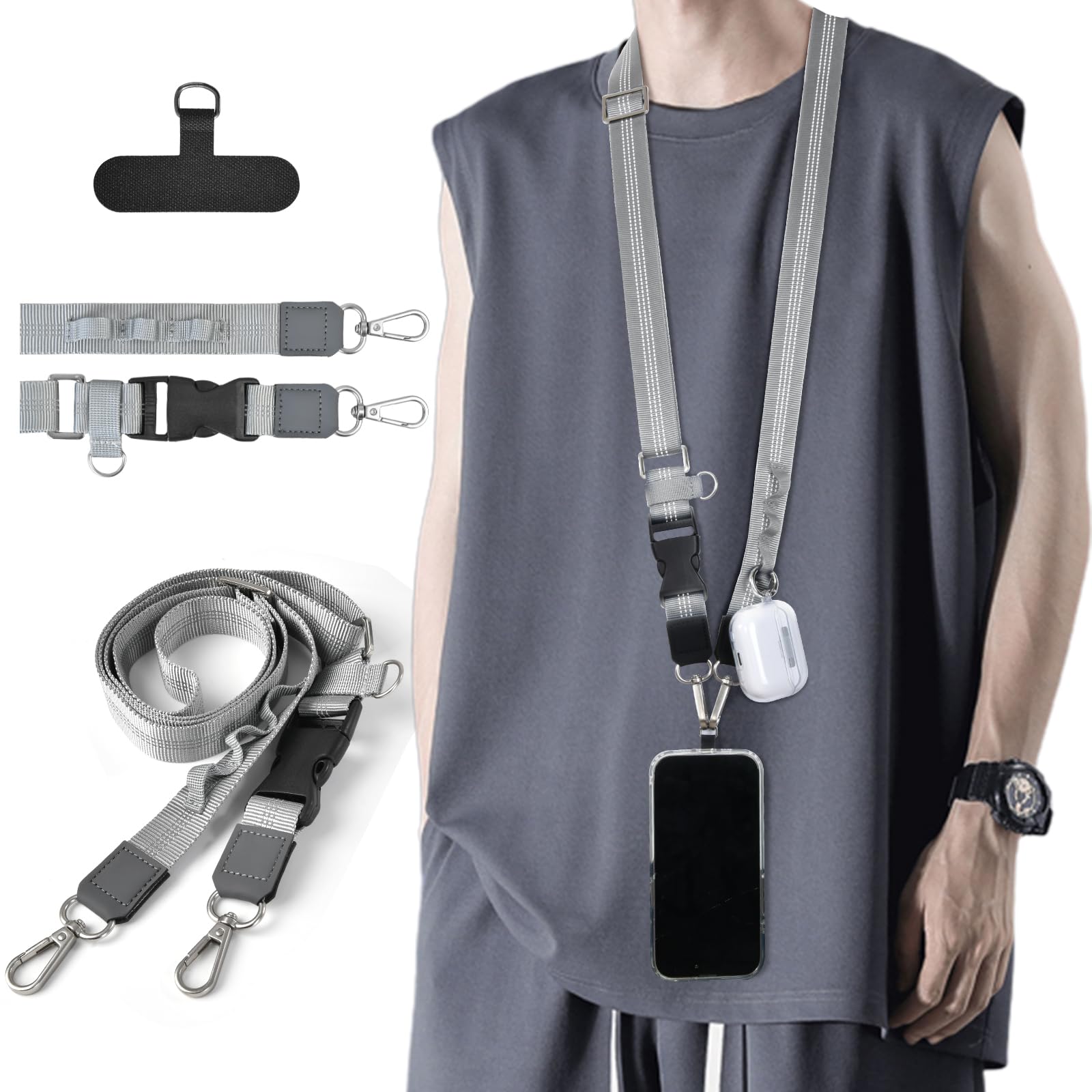 

Светоотражающий плечевой ремень Shirizu для и регулируемый Включает 1 и смартфоны, кроссбоди, на шею, телефоны, длина, нашивка, легкий, прочный,