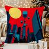 Retro Pop Art City Skyline Pillowcase Modern Geometric Abstract Cityscape Cover Cushion Home Decor Gift Art