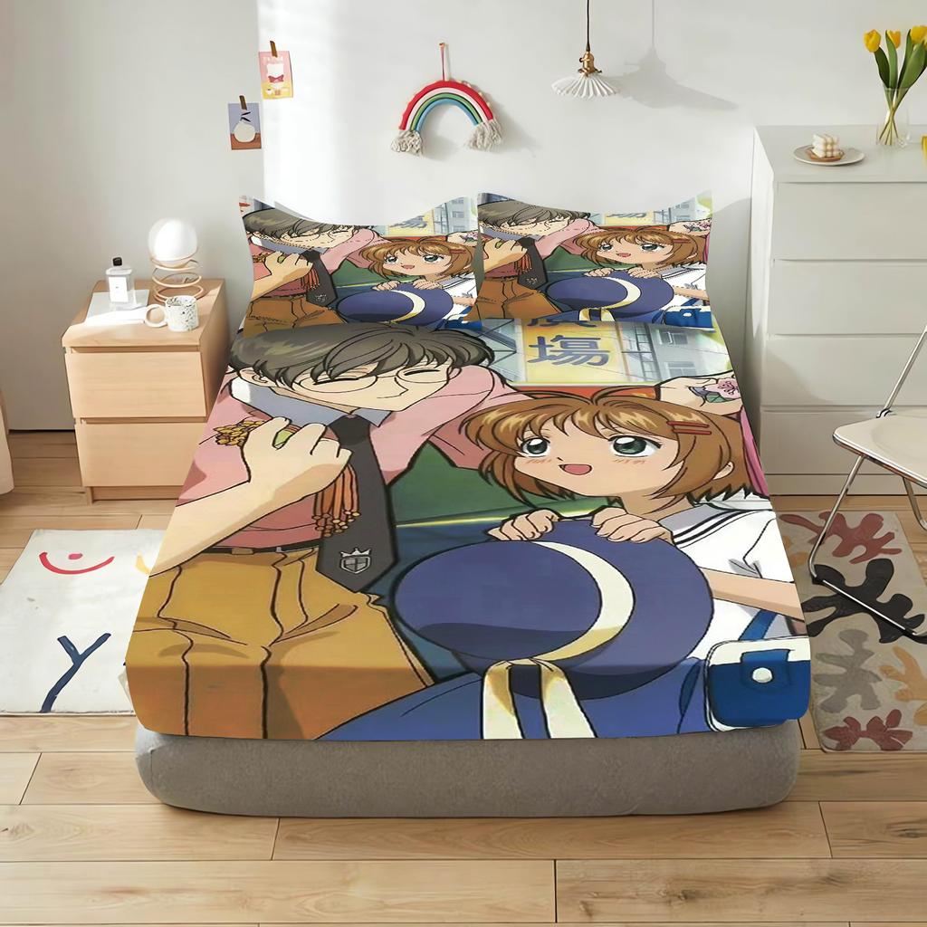 Cardcaptor Sakura Cartoon Fitted Sheet Cover For Teenager, Elastic Bedding, Cute Digital Printing Sheets, Bedding Children