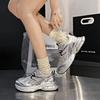 Luxary Women Sneakers Korean Version Women Running Shoes Fashion Trend Thick Sole Sport Shoes Breathable Mesh Silver Casual Shoe