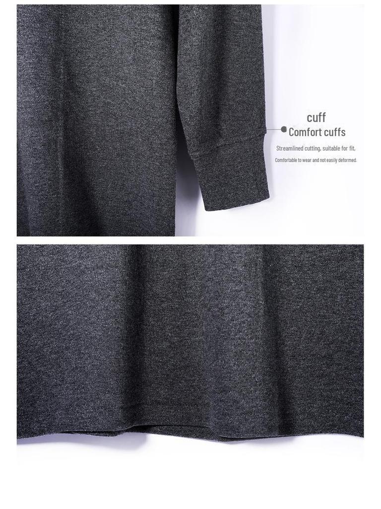 Septwolves Men's 100% Cotton Antibacterial Thermal Underwear Set - Mid-neck Top & Bottoms
