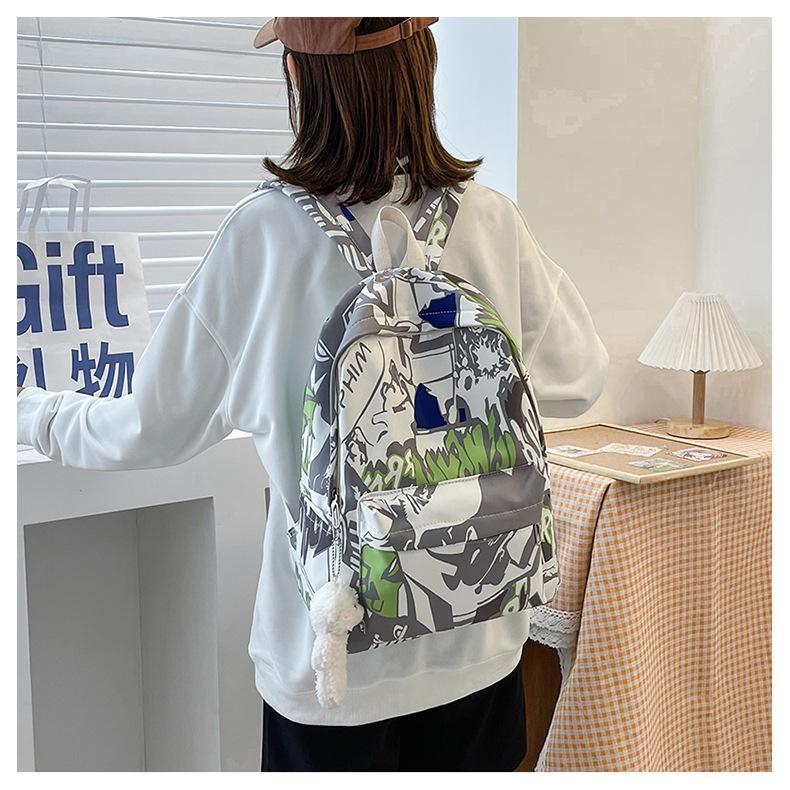 Schoolbag Japanese female Harajuku male backpack fashion graffiti backpack female simple college student high school backpack without pendant