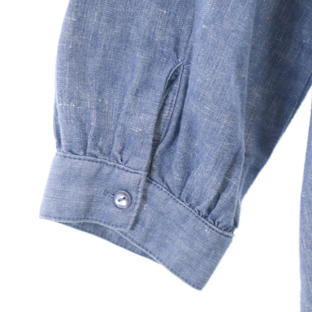 BEAMS BOY Five-quarter Sleeve Frill One Piece Blue Women Used