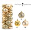 24pcs Christmas Ball Ornaments Plastics Solid Color Suspended Bauble Christmas Tree Hanging Balls Party Wedding Accessories