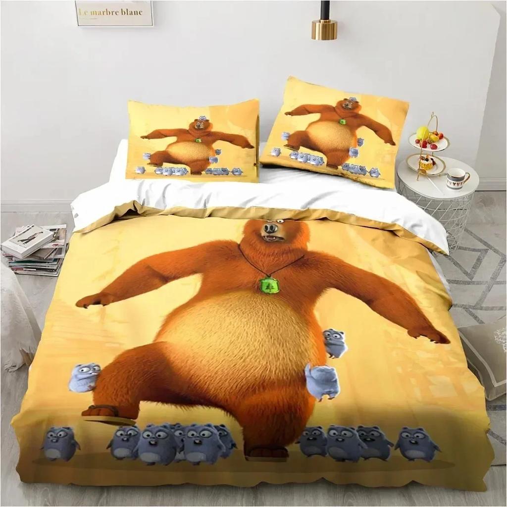 Grizzy and The Lemmings Bedding Set Duvet Cover Sheet Printed Bed Set Pillowcase Bed Full Queen King Size For Comforter Bedroom