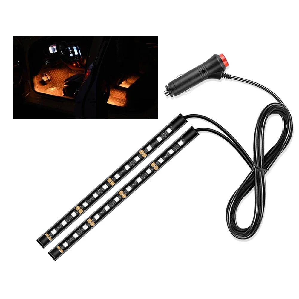 Led Bar Car Interior Backlight Ambient Mood Foot Light With Cigarette Lighter Decorative Atmosphere Lamp Auto Accessories 12V