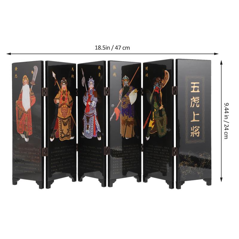 Mini Size Wooden Folding Screen Retro Nament Bedroom Living Room Decor Six Panel Partition Wall Dividers Privacy Room Separator