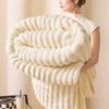 2026 New Milk Fleece Blanket Ribbed Design All Day Soft for Nap Sofa Cozy Comfort Essential