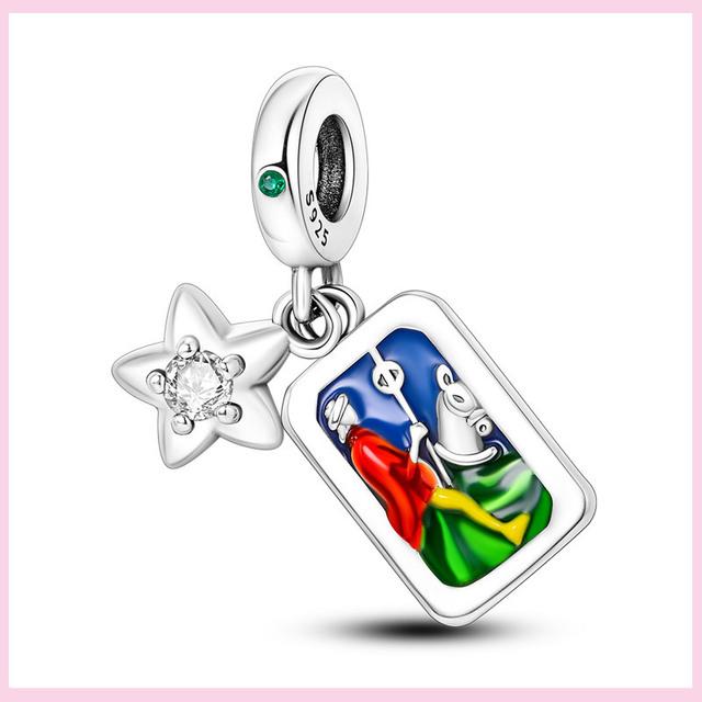 925 Silver Green Color Charms Temperament Cactus Avocado Charm Four Leaf Bead For Bracelet Jewelry Making