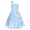 Květinové dívky Narozeninové tylové šaty Kamínky Svatba Párty Dětské Modré šaty Elegantní Šik Mašle Halter Bez rukávů Večerní róba