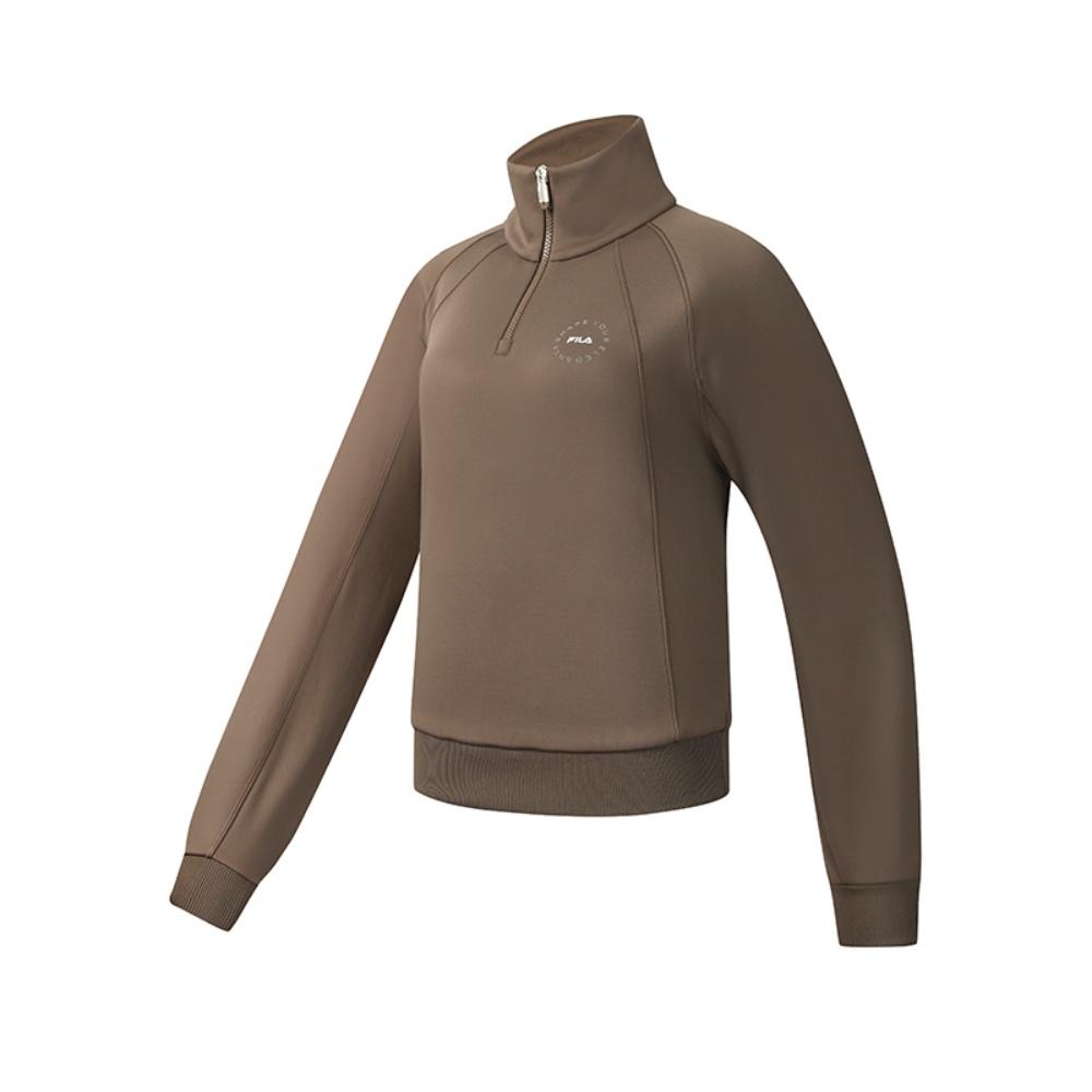FILA Fitness Fashion Comfortable Versatile Fleece Pullover Sweatshirt Women sweatshirt Orange Brown A11W541216FBN