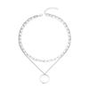 New silver-plated circle thick line multi-layer necklace celebrity fashion street shot personalized double-layer collarbone chain women