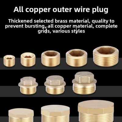 BSP 1/8"1/4"3/8"1/2"3/4'' Male&Female Threaded Brass Pipe Hex Head Brass Stopper End Cap Plug Plumbing Fitting Connector Adapter