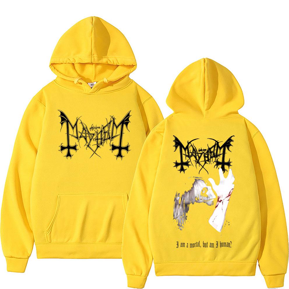 Death Black Metal Mayhem Print Hoodie Women Vintage Casual Hooded Tracksuit Male Fashion Gothic Rock Oversized