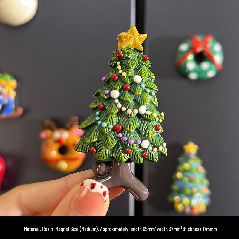 Magneti per Frigorifero di Natale Carini in Resina 3D: Pupazzo di Neve, Albero, Omino di Pan di Zenzero - Adesivi Magnetici Festivi per Decorazione.