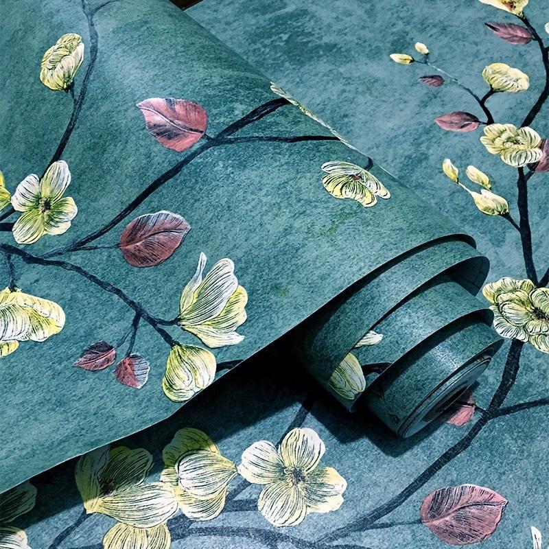 

3M/5M/10M Виниловая пленка Винтажные цветочные обои Самоклеящиеся 3D-печать Съемный ПВХ 45CM*3M зелёный