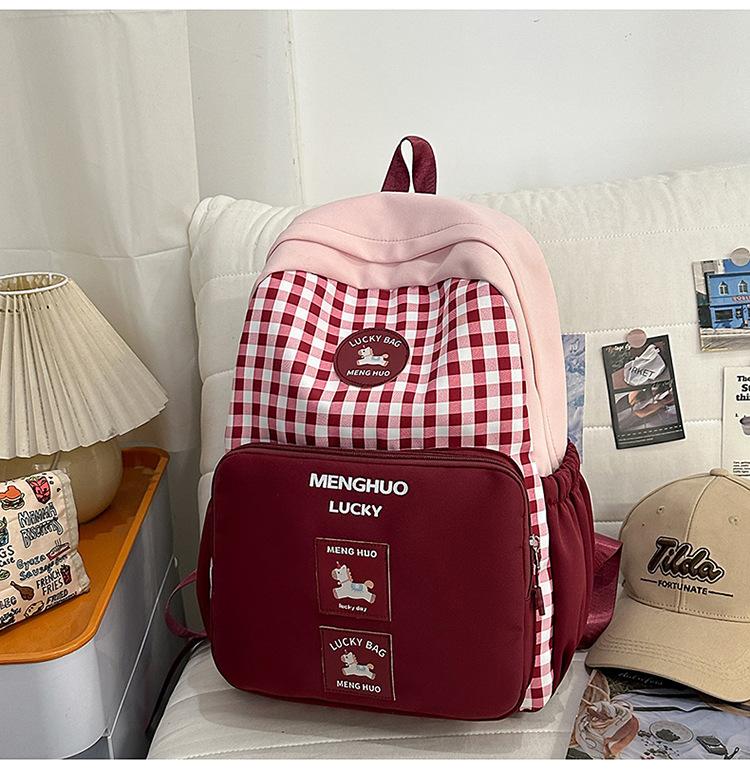 Schoolbag Japanese 1011 new high-value ins sweet plaid backpack middle school student schoolbag lightweight large-capacity backpack