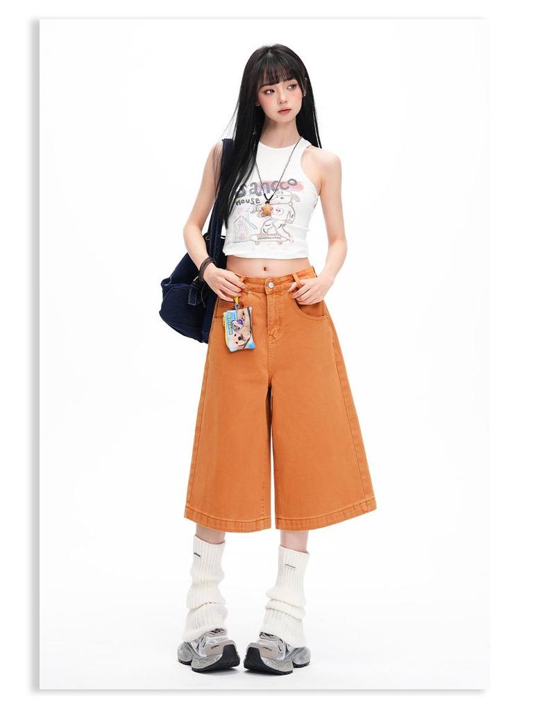 American Orange Cropped High-Waisted Wide-Leg Jeans for Women - Spring/Summer 2026 Collection