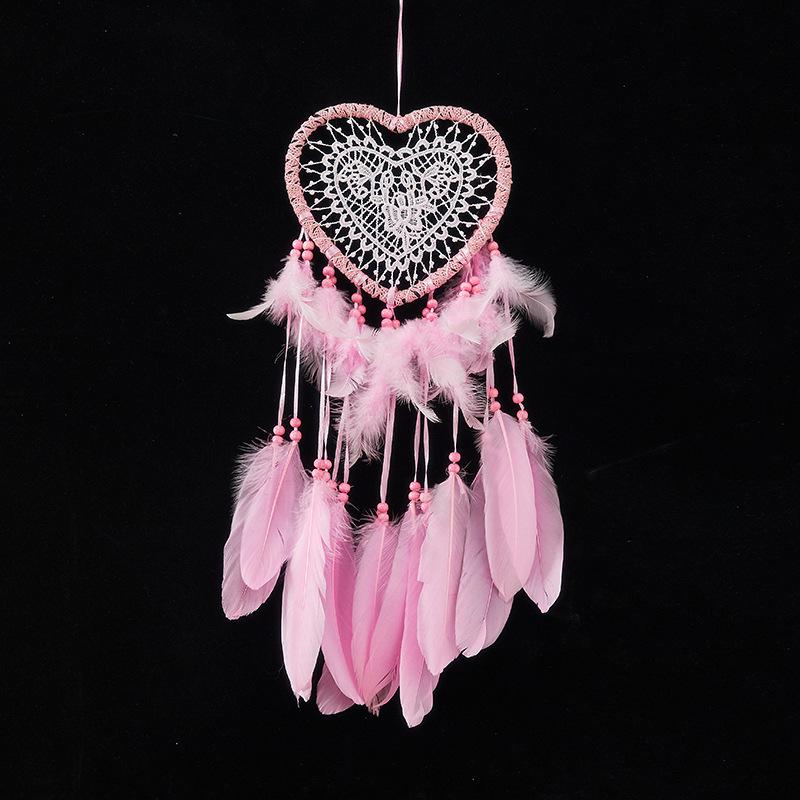 Valentinstag Böhmischer Traumfänger Handgefertigte Wanddekoration Feder Windspiel Anhänger Perfektes Geschenk für Spirituelle & Boho-Liebhaber