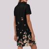 Lässiges Sommerkleid für Damen mit Blumenmuster und Stehkragen und kurzen Ärmeln