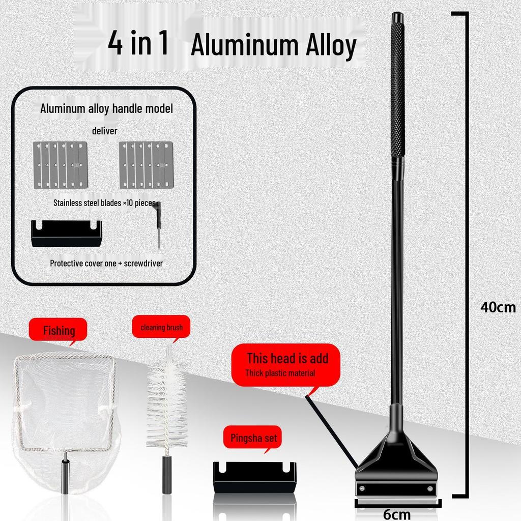 Aquatic Plant Tank Cleaning Set: Algae Scraper, Seaweed Remover, Moss Knife, No Dead Angle Brush Tool.
