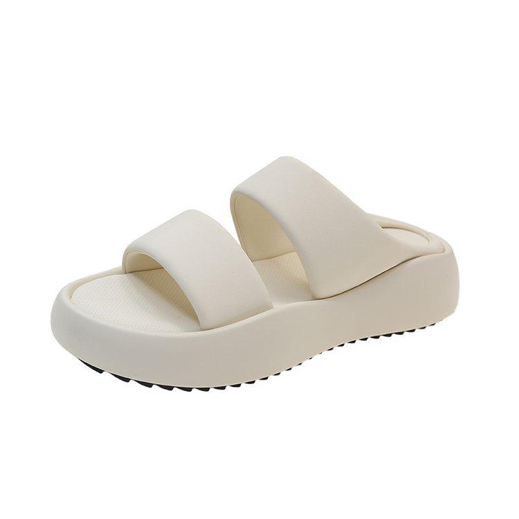 Cool slippers women's summer wear 2025 new thick-soled heightened stepping on shit beach sandals pregnant women bread one-word drag