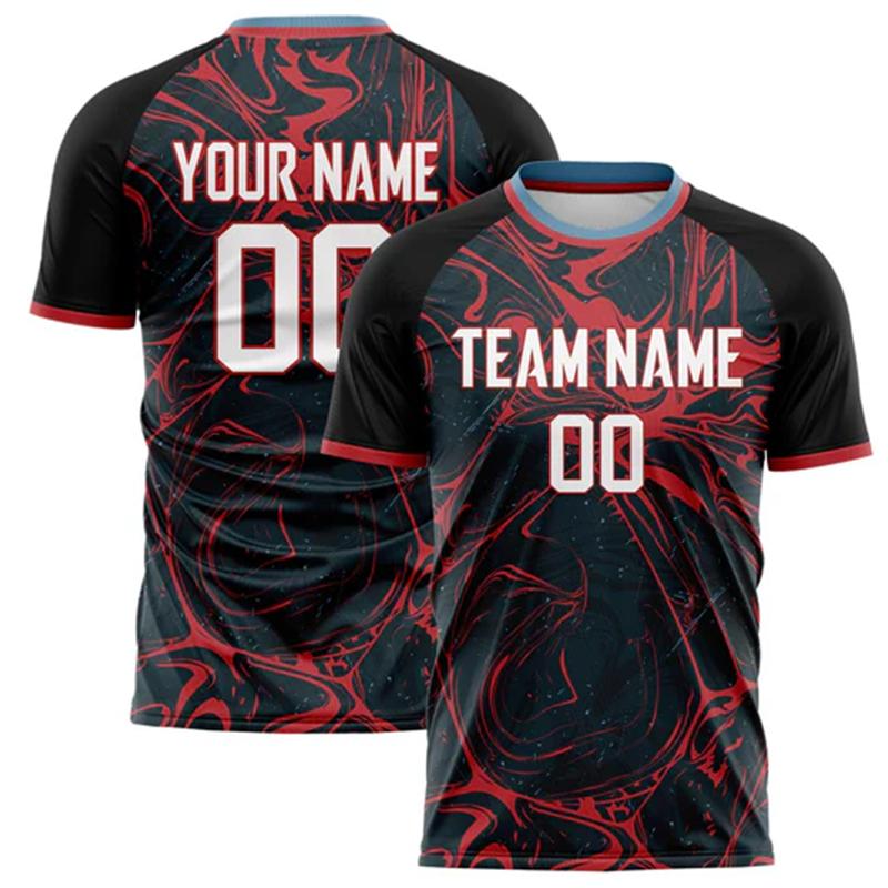 Přizpůsobené Fotbalové Tričko s Názvem Týmu a Číslem Personalizované DIY Kulatý Výstřih Černé Sportovní Trička Volné Rychleschnoucí Týmové Uniformy