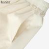 ZANZEA Women Casual Elastic Waist Loose Holiday Wide Leg Cropped Pants