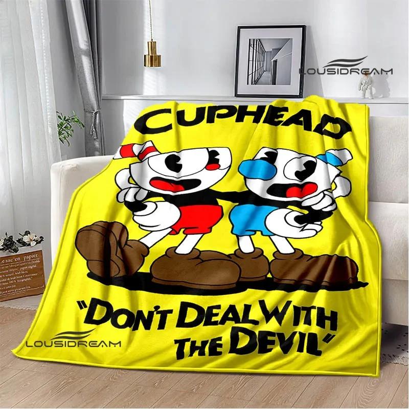Cuphead Cartoon Printed Blanket Fashion Bed Linings White Flannel Warm Blanket Soft Comfortable Blanket Birthday Gift