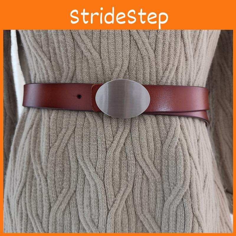 Womens Leather Fashion Belt Square Buckle Two Layer Cowhide Summer Casual Looks