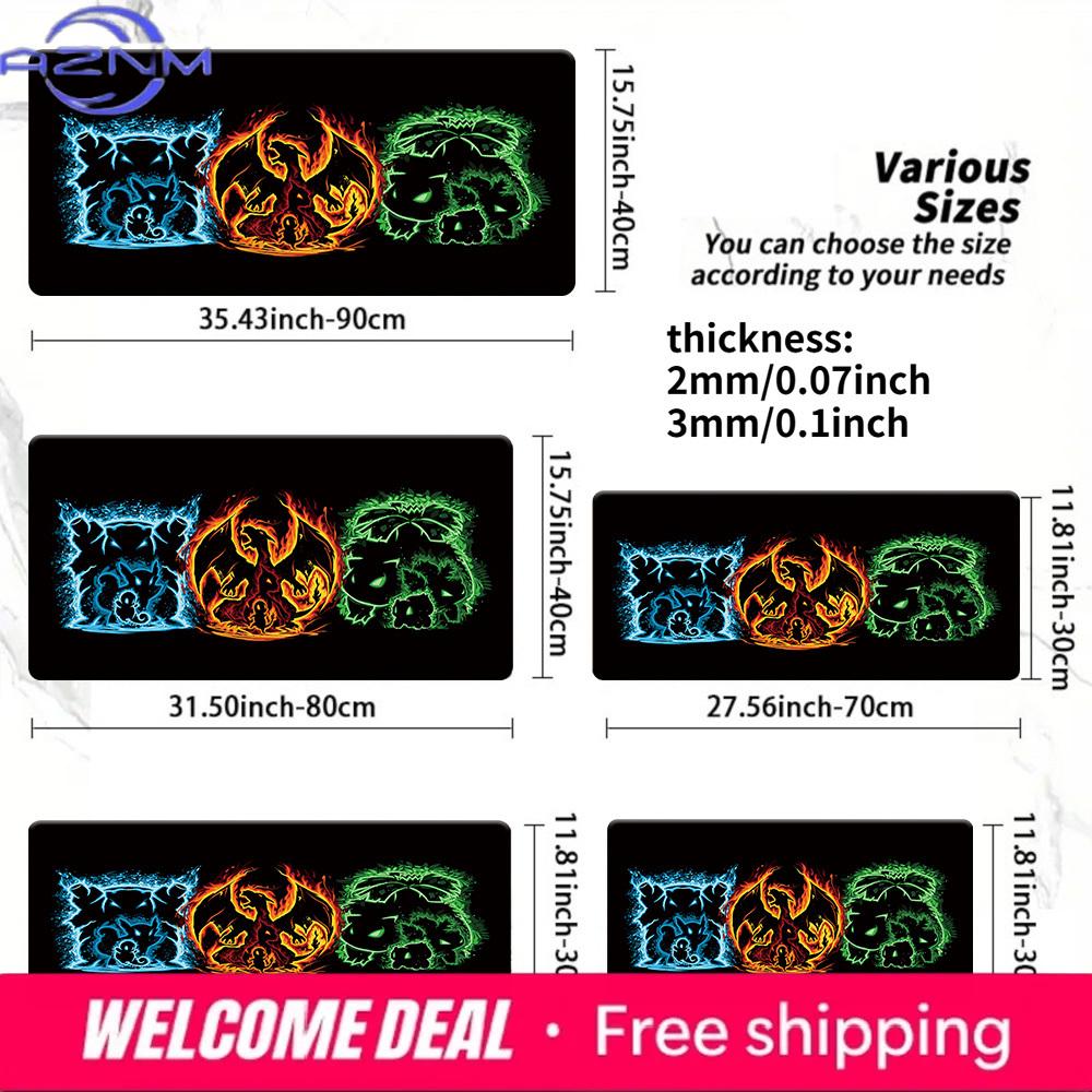 Pokemon Starters Fire Water Grass Gaming Mouse Pad NonSlip Washable Desk Mat 300x800x2mm