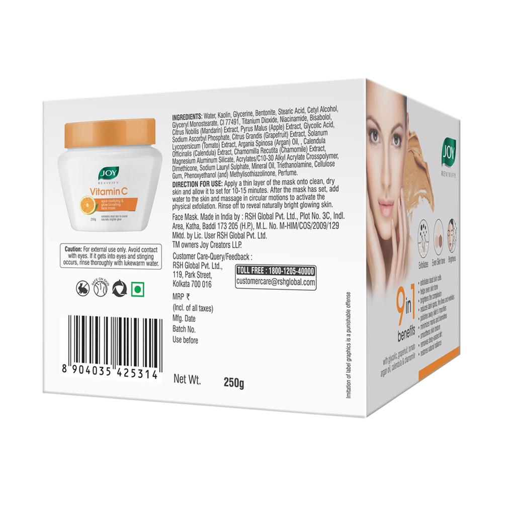 JOY Vitamin C Face Pack for Glowing Skin 250gm | Skin Brightening Face Mask for All Skin Types