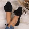 Women's New Flat Single Shoes Women's Large Size Bow Pointed Lazy Shoes