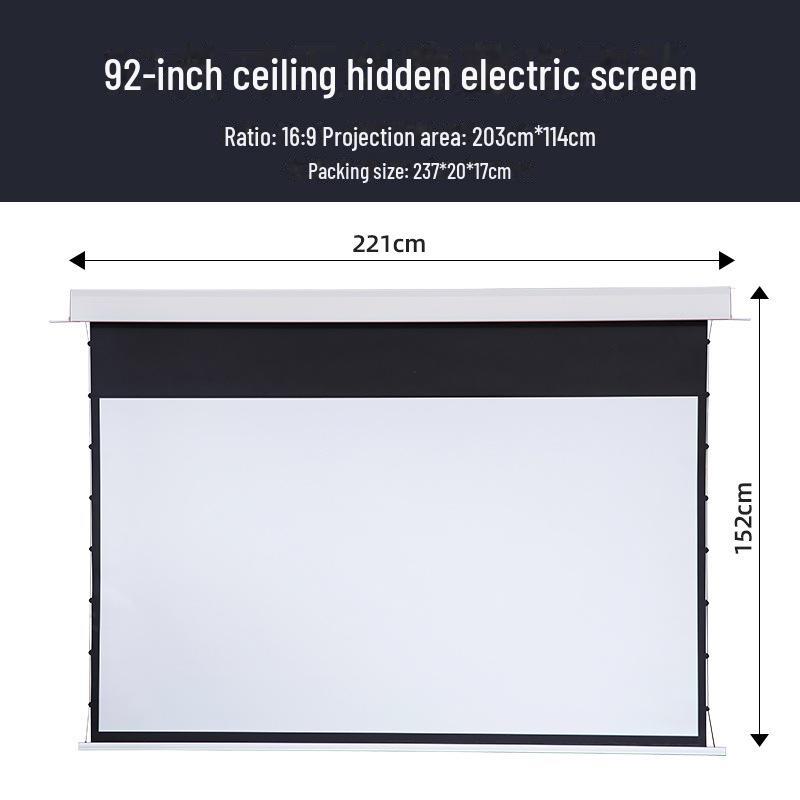 Concealed Ceiling Electric Lifting Projector Screen - High-Definition Pull-Wire Design