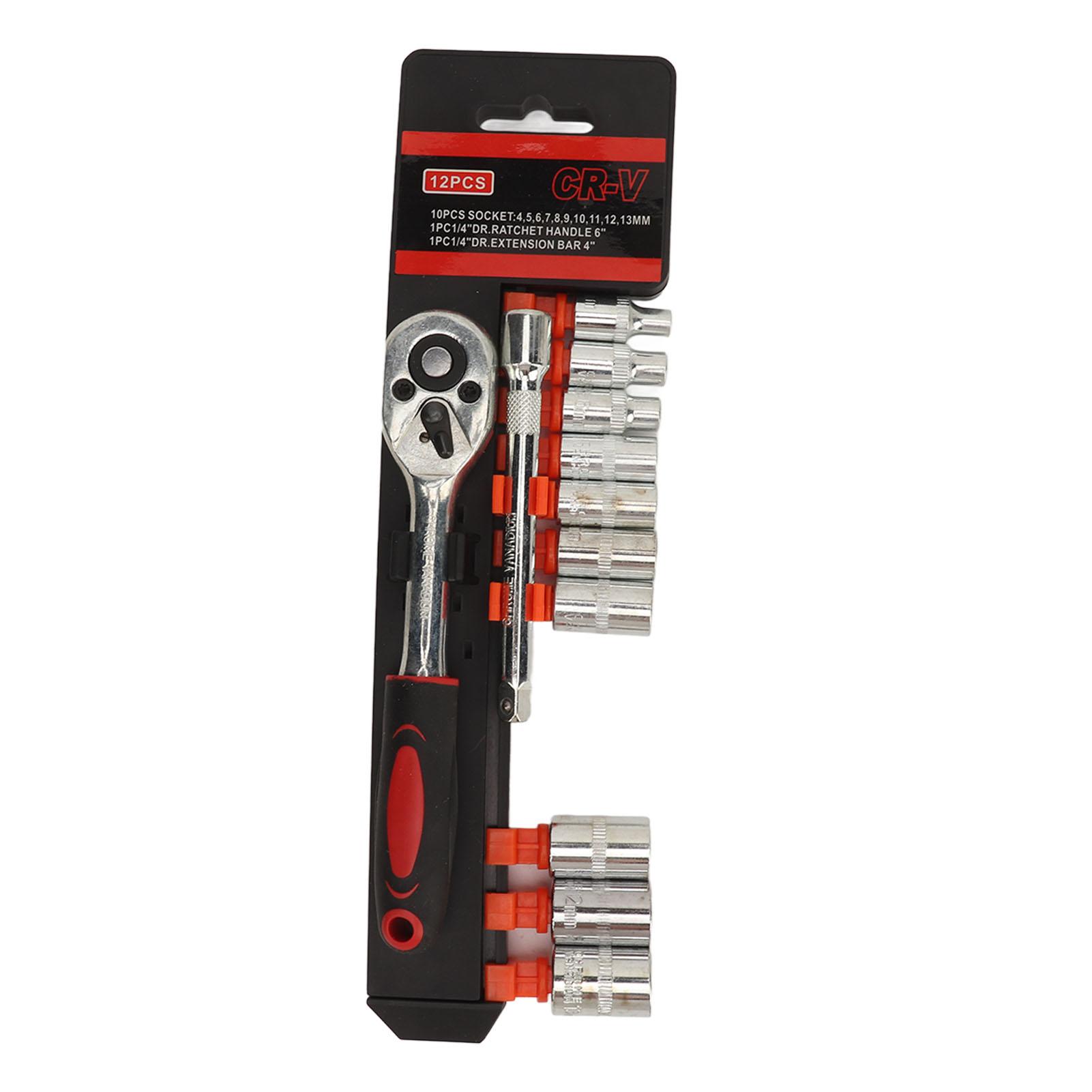 

Ratchet Wrench Socket Set Quick Auto Repair Tool Kit CRV Industrial Hardware 14in