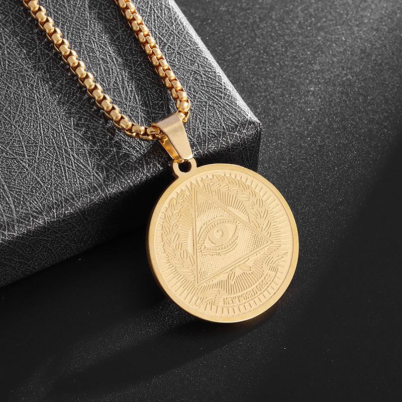 Stainless Steel Lighting Party Necklace Demons Eye Lighting Party Coins Medal Pendant Necklace Jewelry