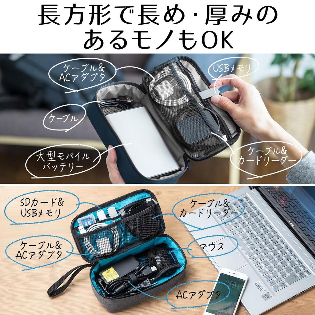 SANWA DIRECT Travel Trip Convenient Storage Pouch, Travel/Business Pouch, Navy, 200-BAGIN006NV